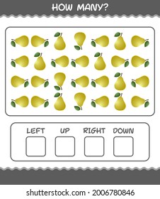 How many cartoon pear. Counting game. Educational game for pre shool years kids and toddlers
