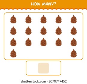 How many cartoon pine cone. Counting game. Educational game for pre shool years kids and toddlers