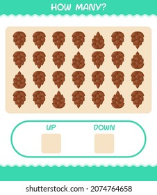 How many cartoon pine cone. Counting game. Educational game for pre shool years kids and toddlers