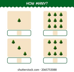 How many cartoon pine tree. Counting game. Educational game for pre shool years kids and toddlers