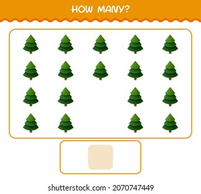 How many cartoon pine tree. Counting game. Educational game for pre shool years kids and toddlers