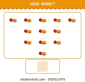 How many cartoon pitanga. Counting game. Educational game for pre shool years kids and toddlers
