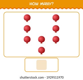 How many cartoon pomegranate. Counting game. Educational game for pre shool years kids and toddlers