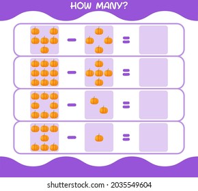 How many cartoon pumpkin. Counting game. Educational game for pre school years kids and toddlers