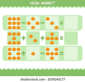 How many cartoon pumpkin. Counting game. Educational game for pre shool years kids and toddlers