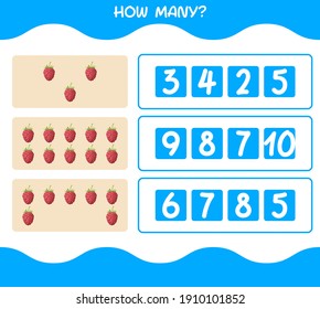 How many cartoon raspberry. Counting game. Educational game for pre shool years kids and toddlers