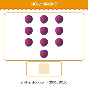 How many cartoon red cabbage. Counting game. Educational game for pre shool years kids and toddlers