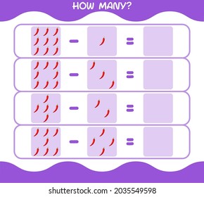 How many cartoon red chili. Counting game. Educational game for pre school years kids and toddlers