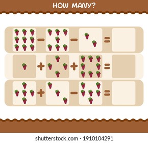 How many cartoon red grape. Counting game. Educational game for pre shool years kids and toddlers