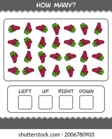 How many cartoon red grape. Counting game. Educational game for pre shool years kids and toddlers