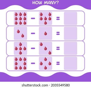 How many cartoon red onion. Counting game. Educational game for pre school years kids and toddlers
