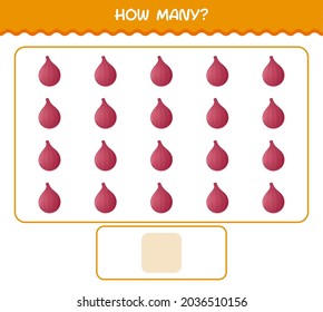 How many cartoon red onion. Counting game. Educational game for pre shool years kids and toddlers
