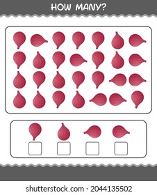 How many cartoon red onion. Counting game. Educational game for pre shool years kids and toddlers