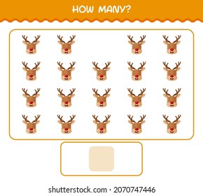 How many cartoon reindeer. Counting game. Educational game for pre shool years kids and toddlers