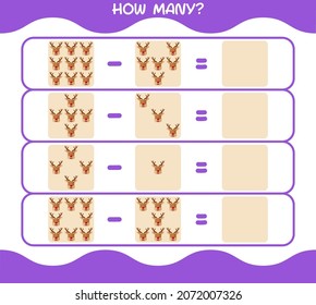 How many cartoon reindeer. Counting game. Educational game for pre shool years kids and toddlers