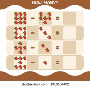 How many cartoon rose apple. Counting game. Educational game for pre shool years kids and toddlers
