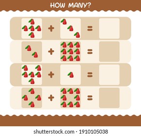 How many cartoon rose apple. Counting game. Educational game for pre shool years kids and toddlers