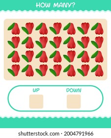 How many cartoon rose apple. Counting game. Educational game for pre shool years kids and toddlers