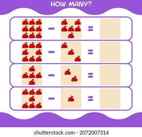 How many cartoon santa bag. Counting game. Educational game for pre shool years kids and toddlers