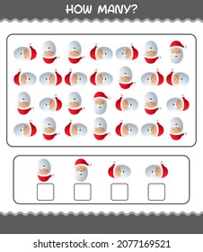 How many cartoon santa claus. Counting game. Educational game for pre shool years kids and toddlers
