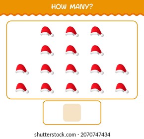 How many cartoon santa hat. Counting game. Educational game for pre shool years kids and toddlers