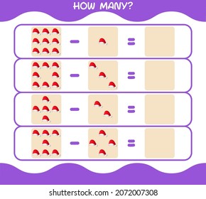 How many cartoon santa hat. Counting game. Educational game for pre shool years kids and toddlers