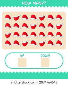 How many cartoon santa hat. Counting game. Educational game for pre shool years kids and toddlers