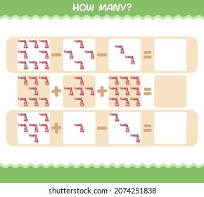 How many cartoon scarf. Counting game. Educational game for pre shool years kids and toddlers