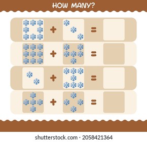 How many cartoon snowflake. Counting game. Educational game for pre shool years kids and toddlers