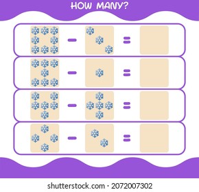 How many cartoon snowflake. Counting game. Educational game for pre shool years kids and toddlers