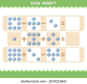 How many cartoon snowflake. Counting game. Educational game for pre shool years kids and toddlers