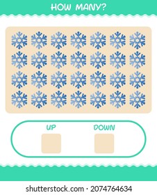 How many cartoon snowflake. Counting game. Educational game for pre shool years kids and toddlers