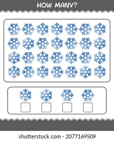 How many cartoon snowflake. Counting game. Educational game for pre shool years kids and toddlers