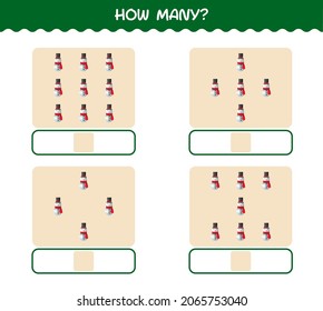 How many cartoon snowman. Counting game. Educational game for pre shool years kids and toddlers