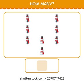How many cartoon snowman. Counting game. Educational game for pre shool years kids and toddlers
