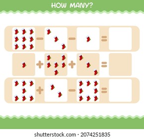 How many cartoon sock. Counting game. Educational game for pre shool years kids and toddlers