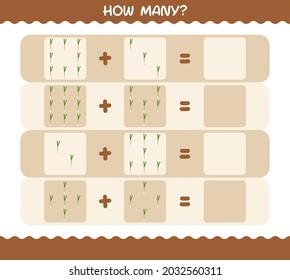 How many cartoon spring onion. Counting game. Educational game for pre shool years kids and toddlers