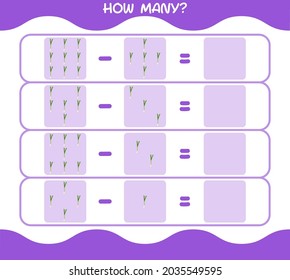 How many cartoon spring onion. Counting game. Educational game for pre school years kids and toddlers