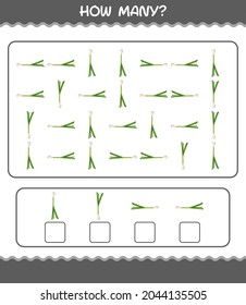 How many cartoon spring onion. Counting game. Educational game for pre shool years kids and toddlers