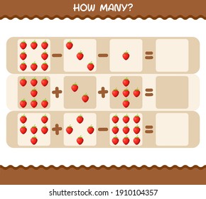 How many cartoon strawberry. Counting game. Educational game for pre shool years kids and toddlers