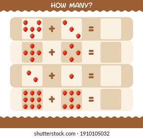 How many cartoon strawberry. Counting game. Educational game for pre shool years kids and toddlers
