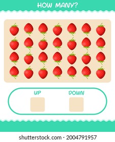 How many cartoon strawberry. Counting game. Educational game for pre shool years kids and toddlers