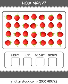 How many cartoon strawberry. Counting game. Educational game for pre shool years kids and toddlers
