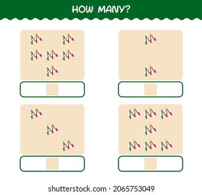 How many cartoon string light. Counting game. Educational game for pre shool years kids and toddlers