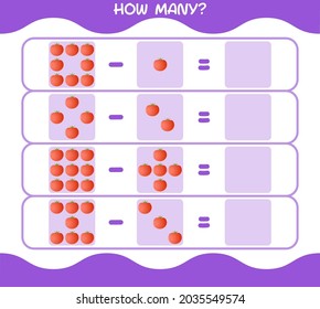 How many cartoon tomato. Counting game. Educational game for pre school years kids and toddlers