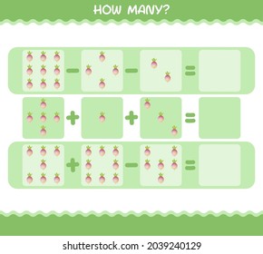 How many cartoon turnip. Counting game. Educational game for pre shool years kids and toddlers