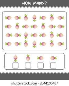 How many cartoon turnip. Counting game. Educational game for pre shool years kids and toddlers