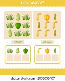 Cuántas verduras de dibujos animados. Juego de conteo. Juego educativo para niños y niños en edad preescolar