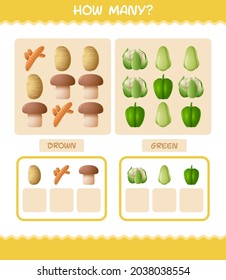 How many cartoon vegetables. Counting game. Educational game for pre shool years kids and toddlers