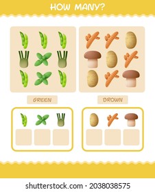 How many cartoon vegetables. Counting game. Educational game for pre shool years kids and toddlers